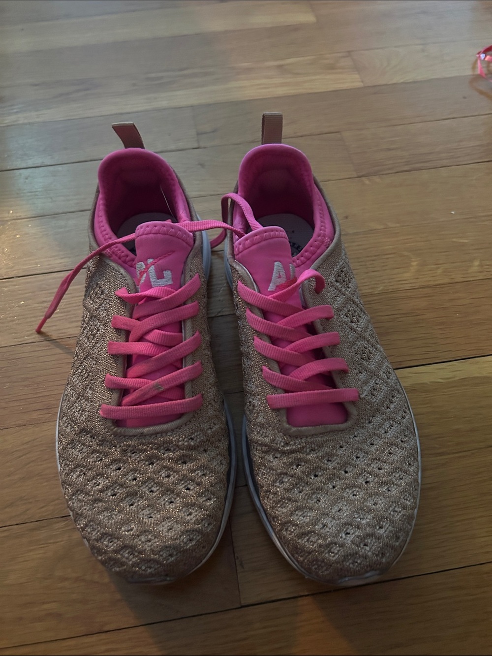 Athletic Knit Sneakers in Pink and Taupe